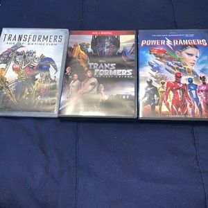 DVDs which included ( Power Rangers,Transformers the last knight,Transformer )